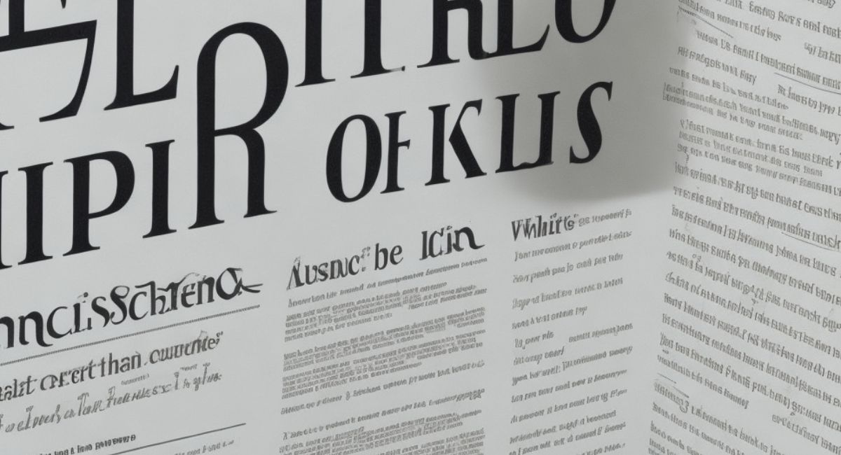 closeup of text with various fonts